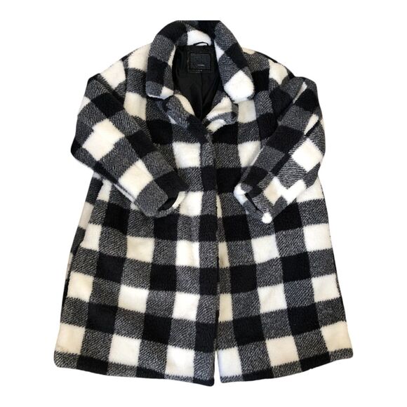 Steve Madden Women's Fuzzy Cozy Super Soft Black and White Plaid‎ Coat Jacket 3x - Picture 4 of 13